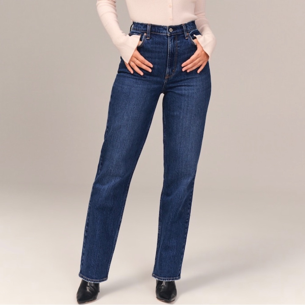 Abercrombie 90’s slim straight high rise curve love jeans
